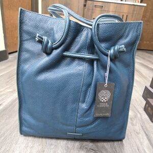 Vince Camuto Blue Tote Bag with Structured Design and Spacious Interior